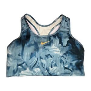Nike Pro Dri-FIT Sports Bra Womens XL Blue Black Patterned Compression Athletic